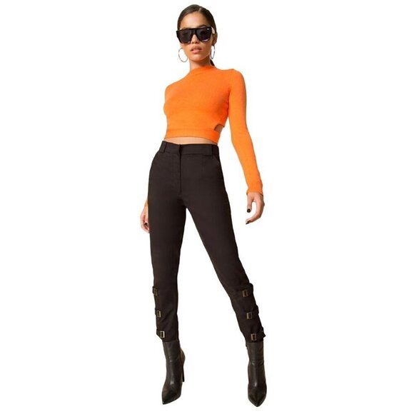Superdown Orange Cropped Sweater Size S Iris Cut Out Back Life of A Showgirl - Picture 2 of 12